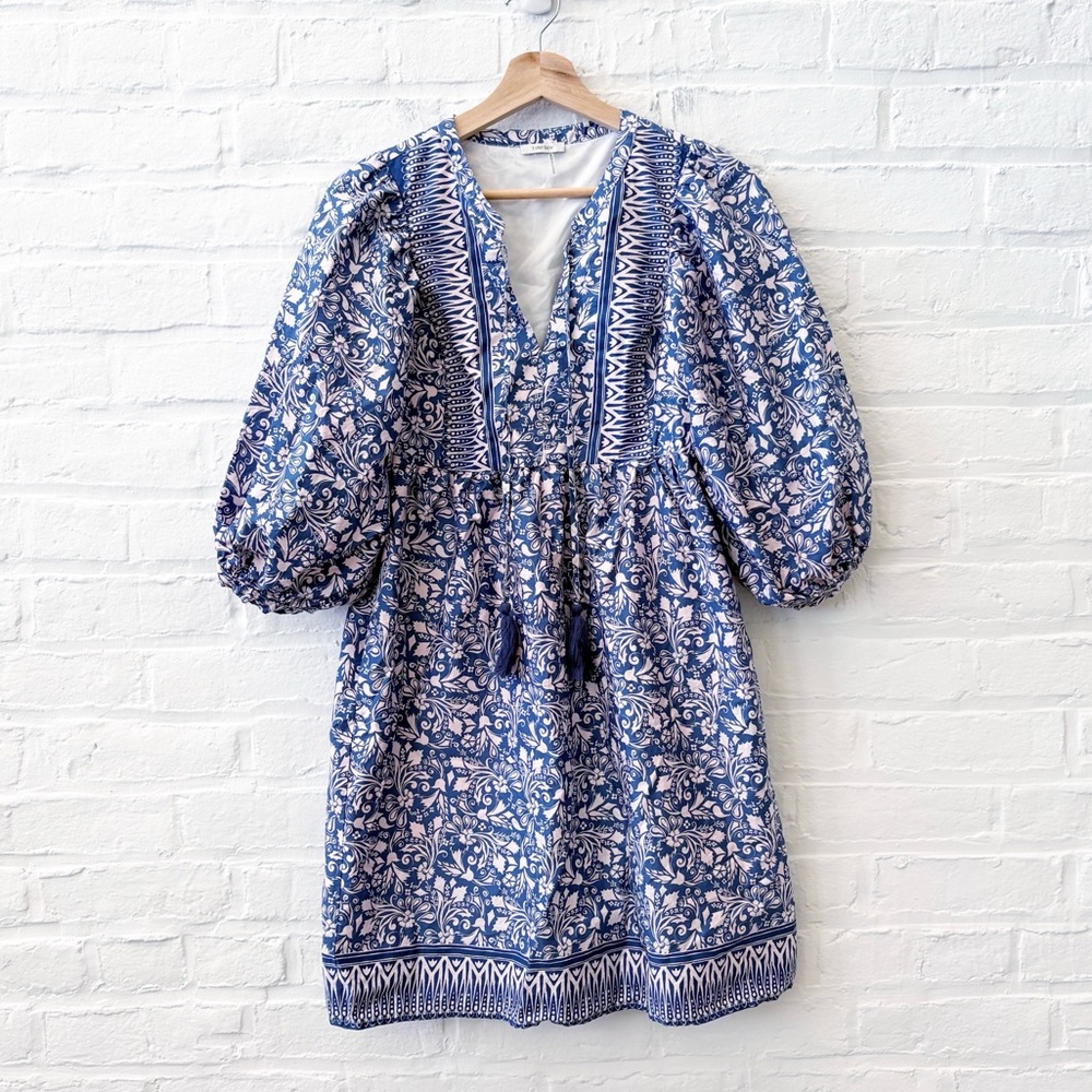 Tyler Boe || Janet Mini Dress Floral Tassels‎ Blue